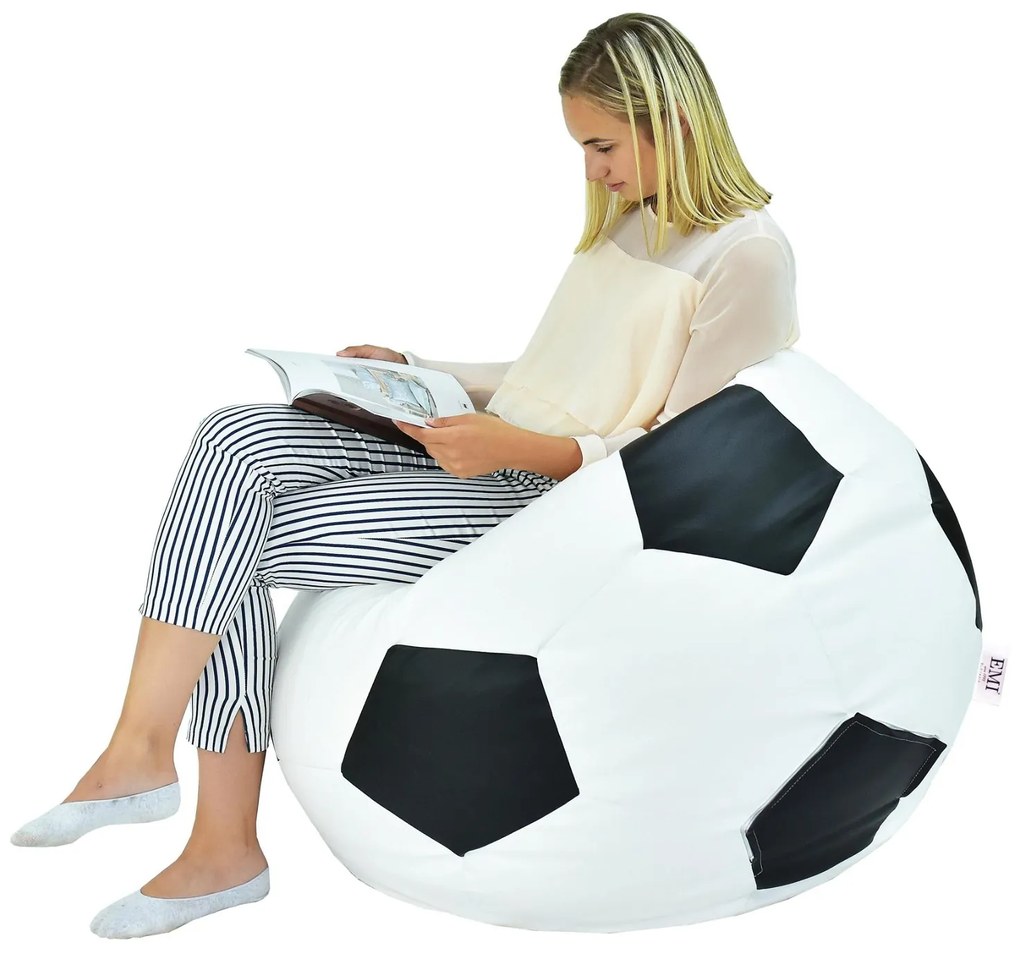 Sedací vak futbalová lopta bielo-čierna EMI