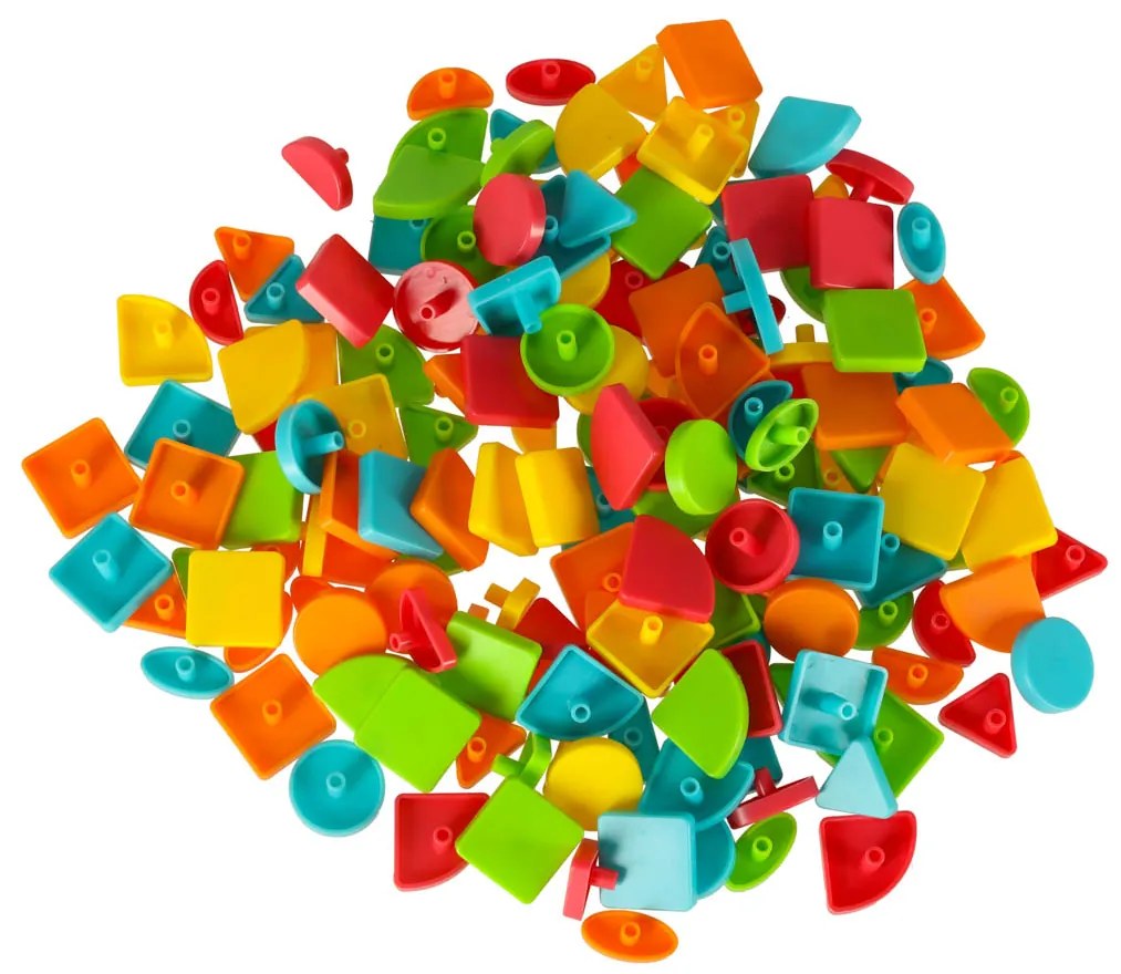 KIK Detská kreatívna mozaika 170 ks – puzzle 5 farieb, doska a 10 kariet (3+)