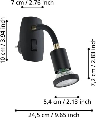 Eglo 300912 - LED svietidlo do zásuvky PARRINI 1xGU10/4,5W/230V čierna