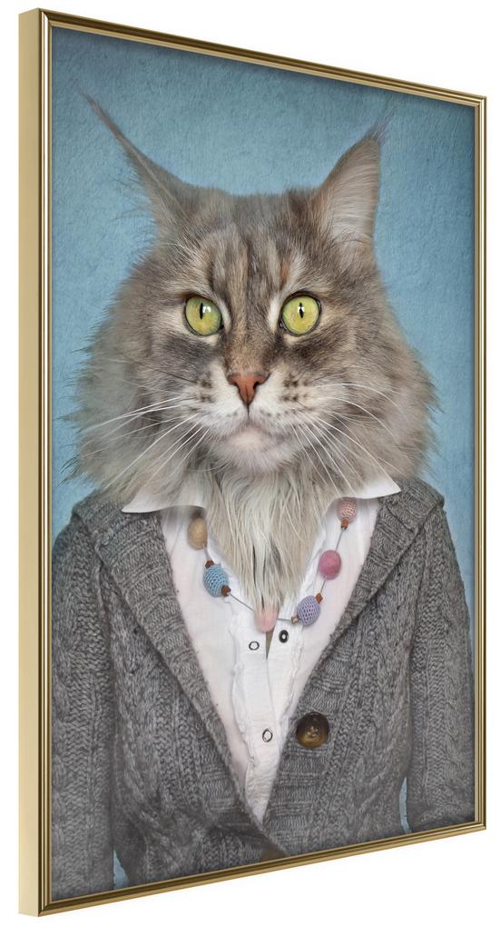 Artgeist Plagát - Mrs. Cat [Poster] Veľkosť: 20x30, Verzia: Zlatý rám s passe-partout