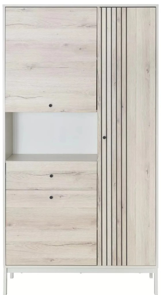 Vitrína Frost 100 cm krémová/alpský dub