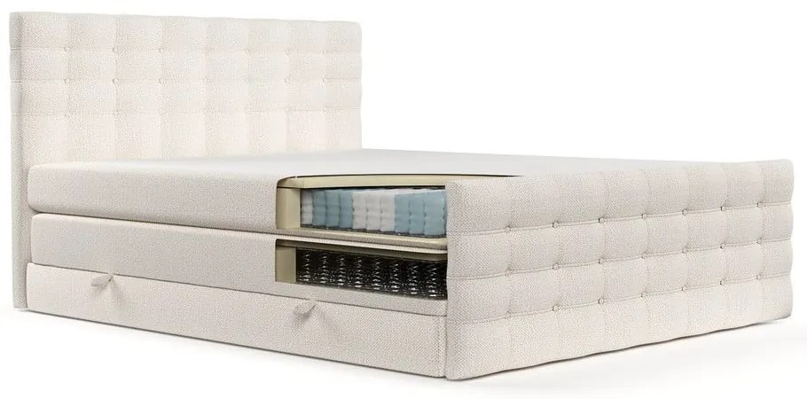 Krémová boxspring posteľ s úložným priestorom 160x200 cm Blend – Maison de Rêve