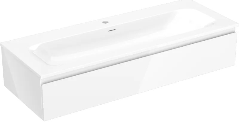 Mexen Orio, kúpeľňová skrinka 120 cm s umývadlom Vela, 1 zásuvka, biela lesklá, 91A10-12023-1-BF00-W23M00