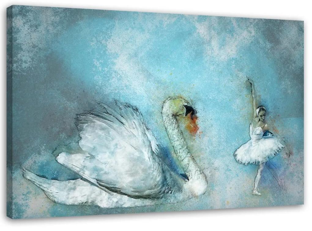 Obraz na plátně Swan Ballerina tyrkysová - 120x80 cm
