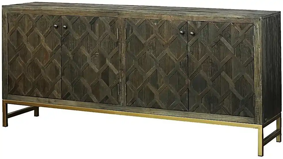 Kovovo-drevená konzolová komoda Elm - 205 * 48 * 92cm | BIANO