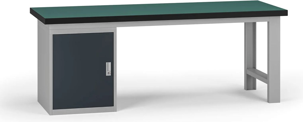 Pracovný stôl do dielne G8, 2100 x 750 x 800 mm, 1x skrinka, grafit