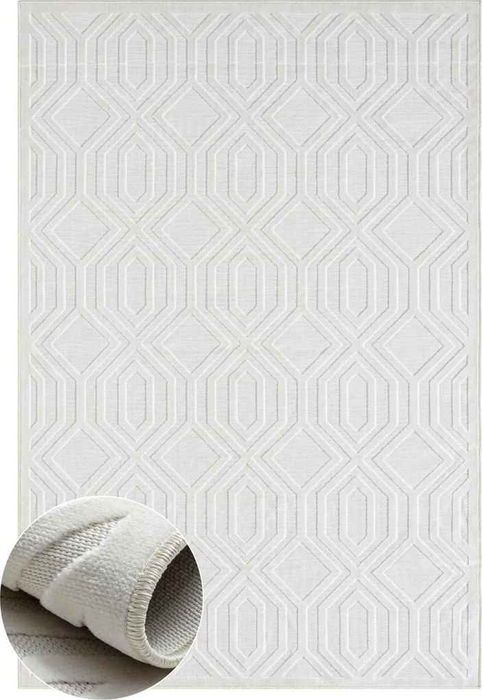 My Flair, Kusový koberec Eden II weiß – na von aj na doma, 80x150, biela, chodba / predsieň