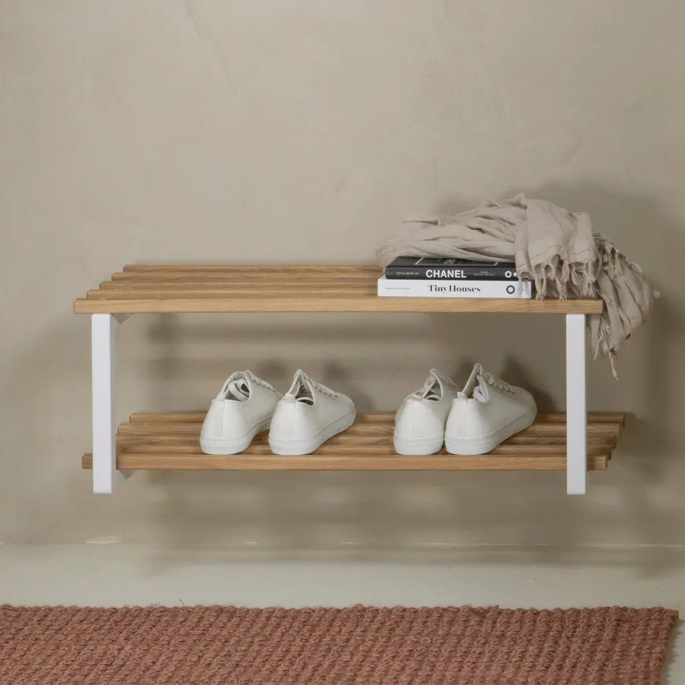 Biela/v prírodnej farbe kovová závesná skrinka na topánky 71x26x34 cm Marco – Spinder Design