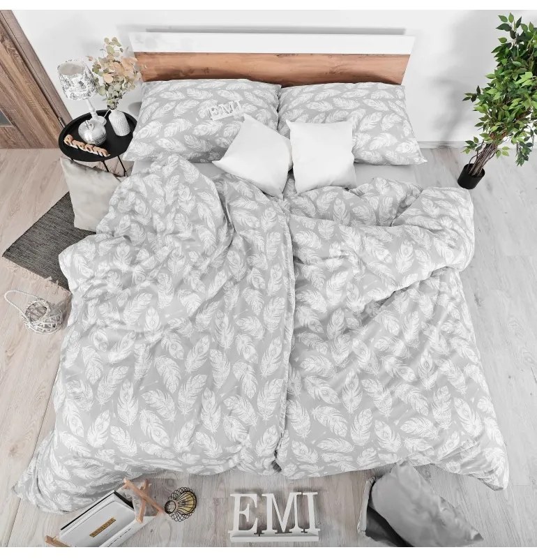 Obliečky bavlnené Linyi sivé EMI, Predĺžený set jednolôžko obsahuje 1x 140x220 + 1x 70x90