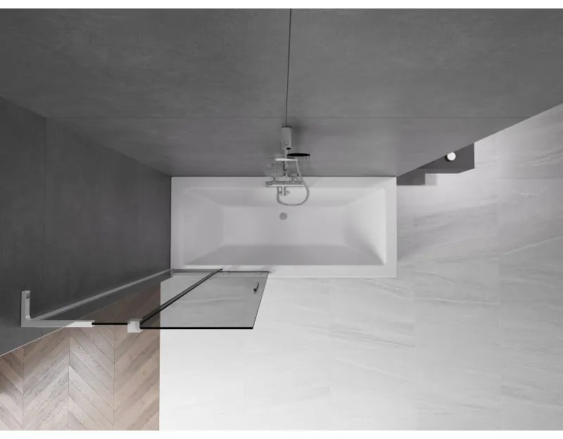 Mexen Velar L, 2-krídlová posuvná vaňová zástena 80 x 150 cm, 8mm šedé sklo, chrómový profil, 896-080-003-41-01