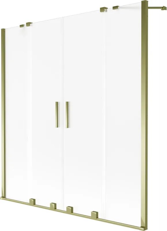Mexen Velar Duo, 2-krídlová vaňová zástena s posuvnými dverami 160 x 150 cm, námraza, zlatý lesklý profil, 896-160-000-32-50