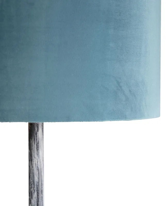Stojaca lampa antická sivá s tienidlom z zamatu modré 40 cm - Simplo