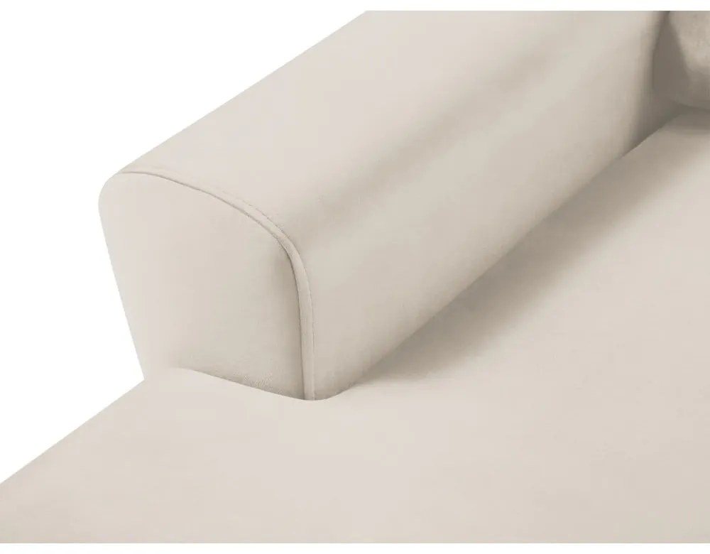 Béžová zamatová rozkladacia/s úložným priestorom rohová pohovka (ľavý roh/s leňoškou) Kyoto – Cosmopolitan Design