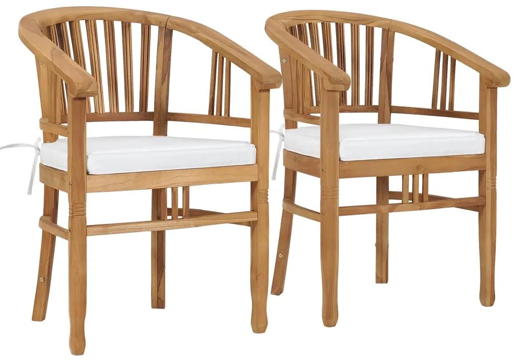 Záhradné stoličky s podložkami 2 ks tíkový masív 49430