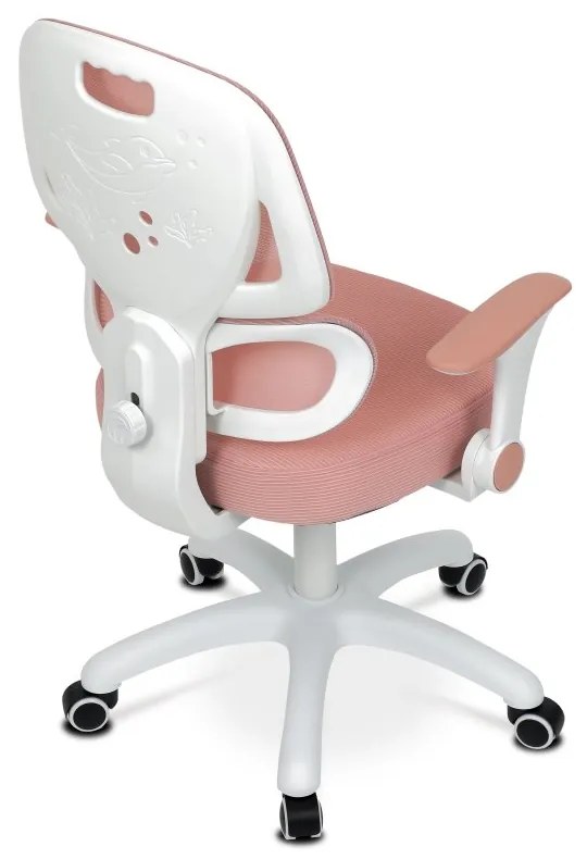 Detská pracovná stolička NANDU — sieť / látka, ružová