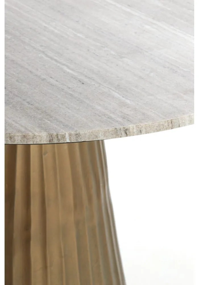 Okrúhly jedálenský stôl v bronzovej a prírodnej farbe s doskou v dekore mramoru ø 100 cm Rianne – Light & Living