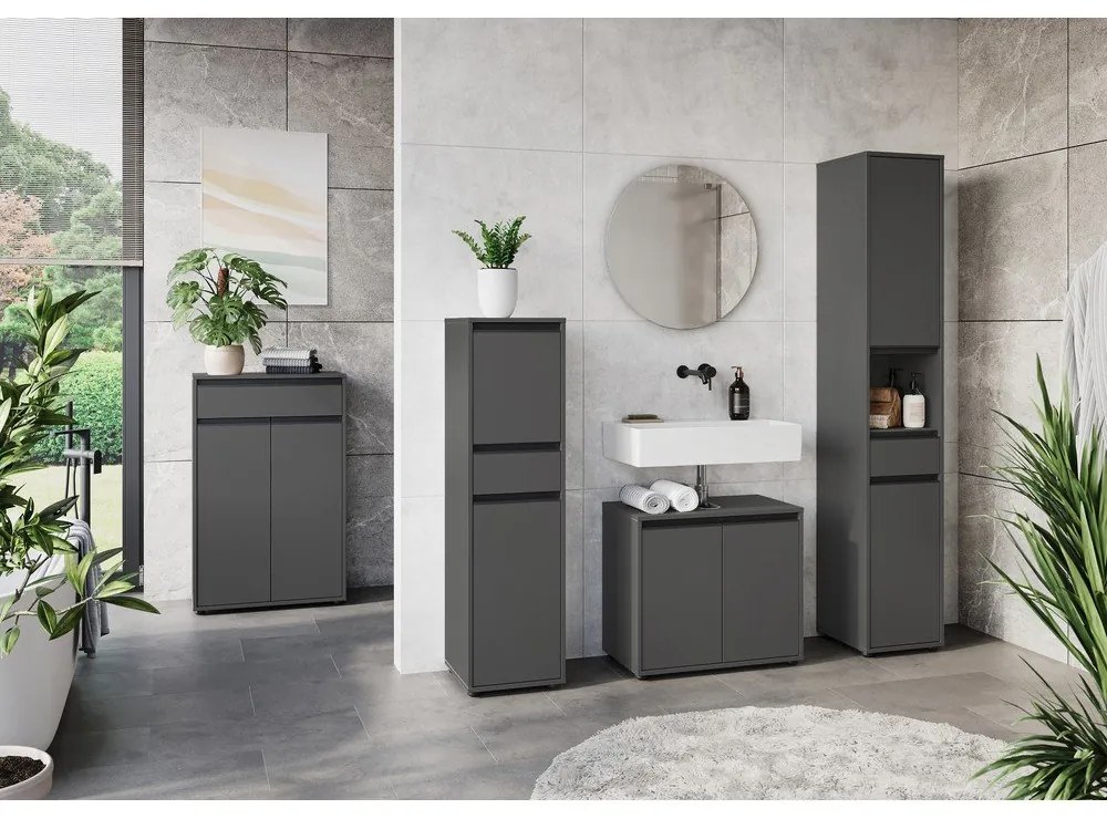 Antracitová skrinka pod umývadlo 63x55 cm Lemont – Germania