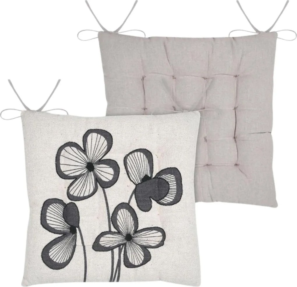 Oboustranný podsedák na židli Tilda 38x38 cm bílý/šedý