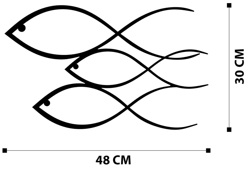 Nástenná kovová dekorácia Ryba čierna