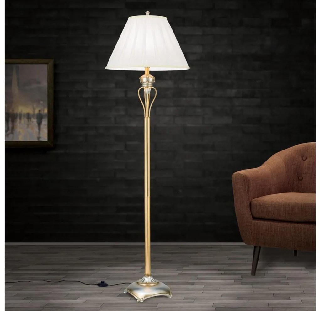 Orion Stl 12-1097/1 - Stojacia lampa TIZIA 1xE27/60W/230V biela/zlatá/patina