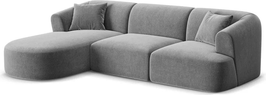 Svetlosivá zamatová rohová pohovka (ľavý roh/s leňoškou) Campi – Cosmopolitan Design