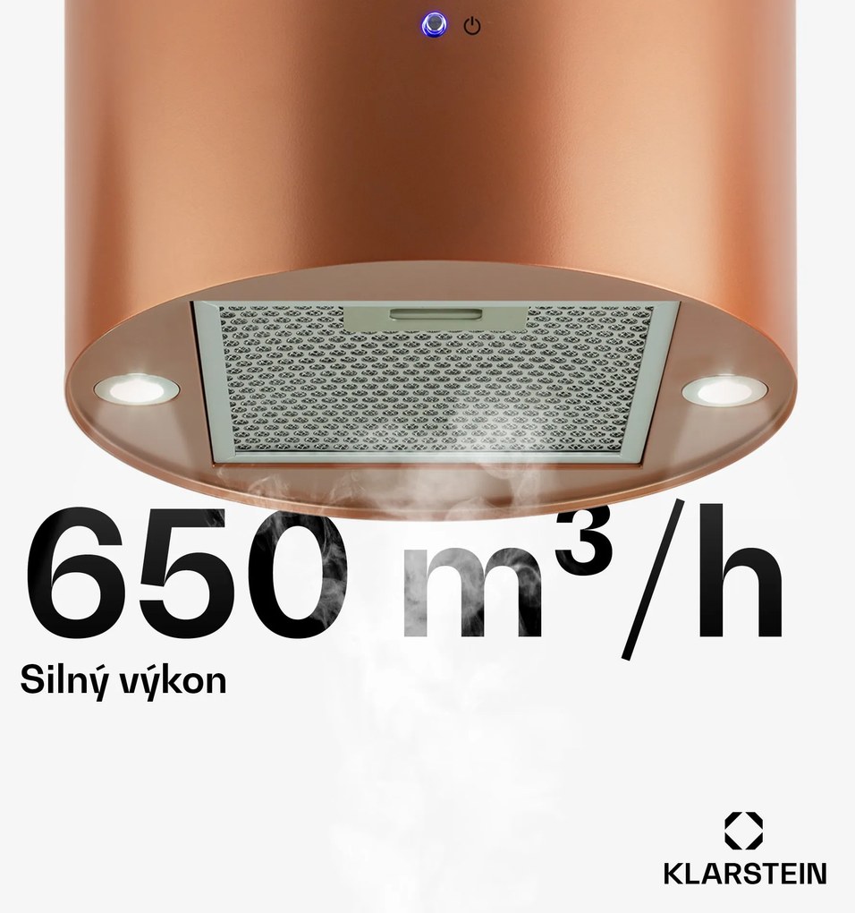 Klarstein Beretta, digestor, 35 cm, ostrovčekový, 519m³/h, LED, medený