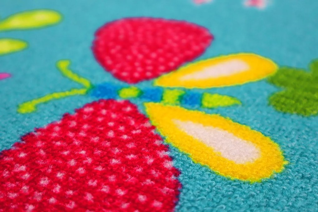 Vopi, Detský kusový koberec Motýlik 5271 modrý, 133x133, modrá, detská izba