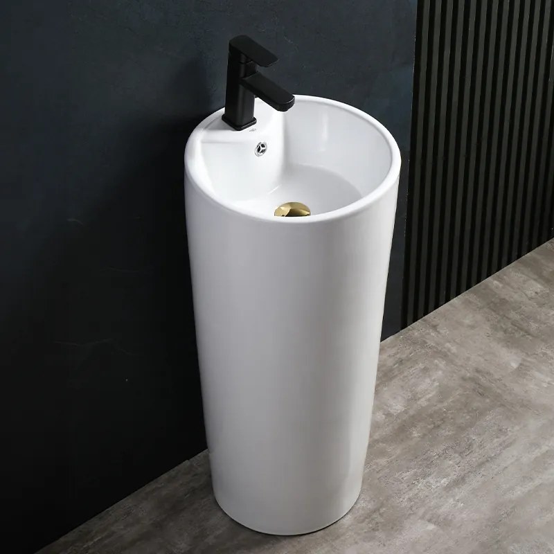 BPS-koupelny Voľne stojace keramické umývadlo HYD-LO-WH-400 ø40 cm, biele