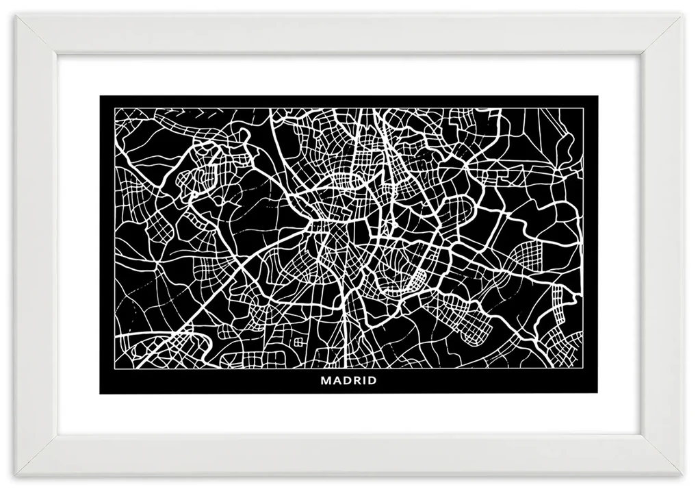 Gario Plagát City plan Madrid Farba rámu: Bez rámu, Rozmery: 30 x 20 cm