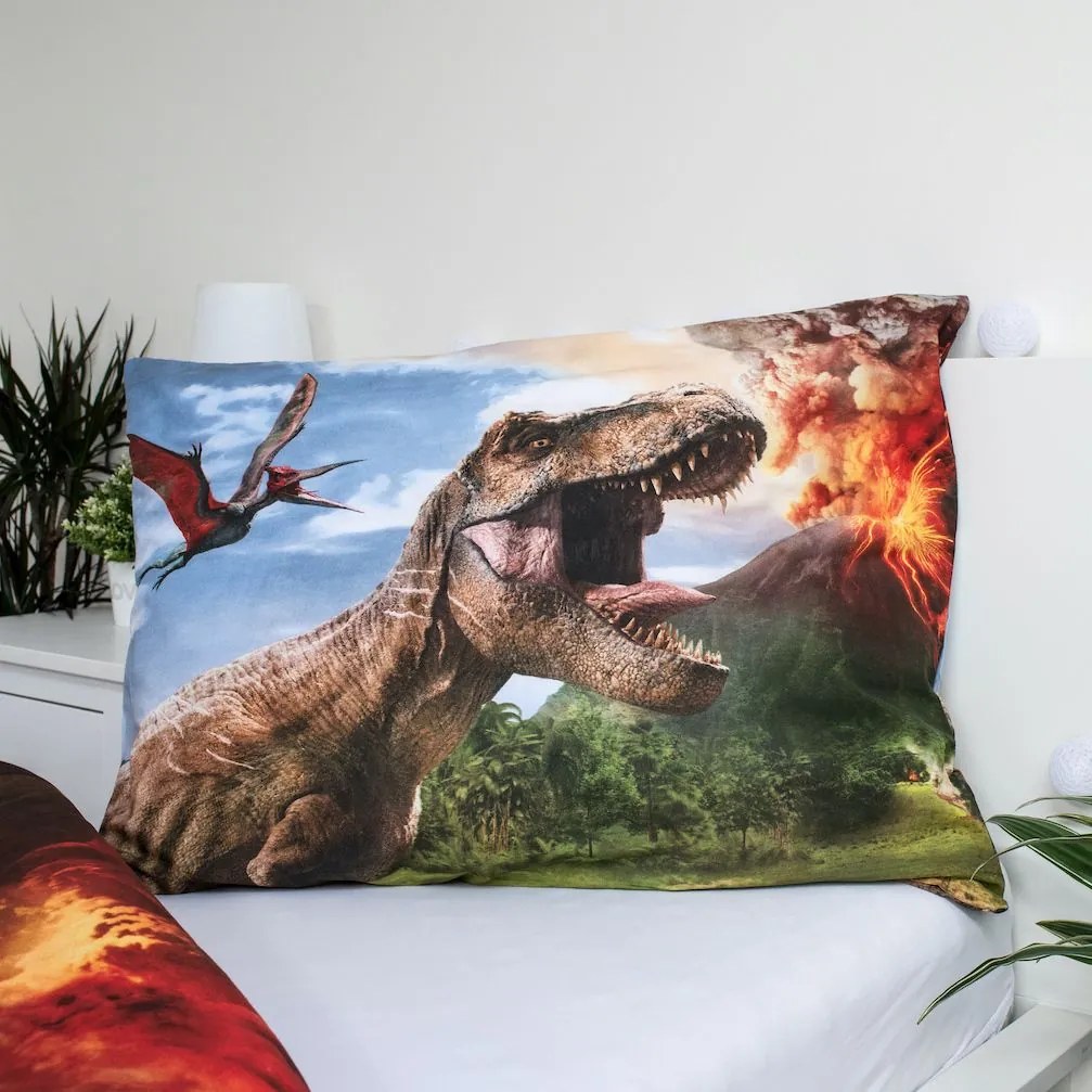 Jerry Fabrics Bavlnené obliečky 140x200 + 70x90 cm - Jurský svet "Volcano"