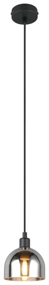 Závesné svietidlo so skleneným tienidlom v čierno-striebornej farbe ø 12 cm Molly – Trio