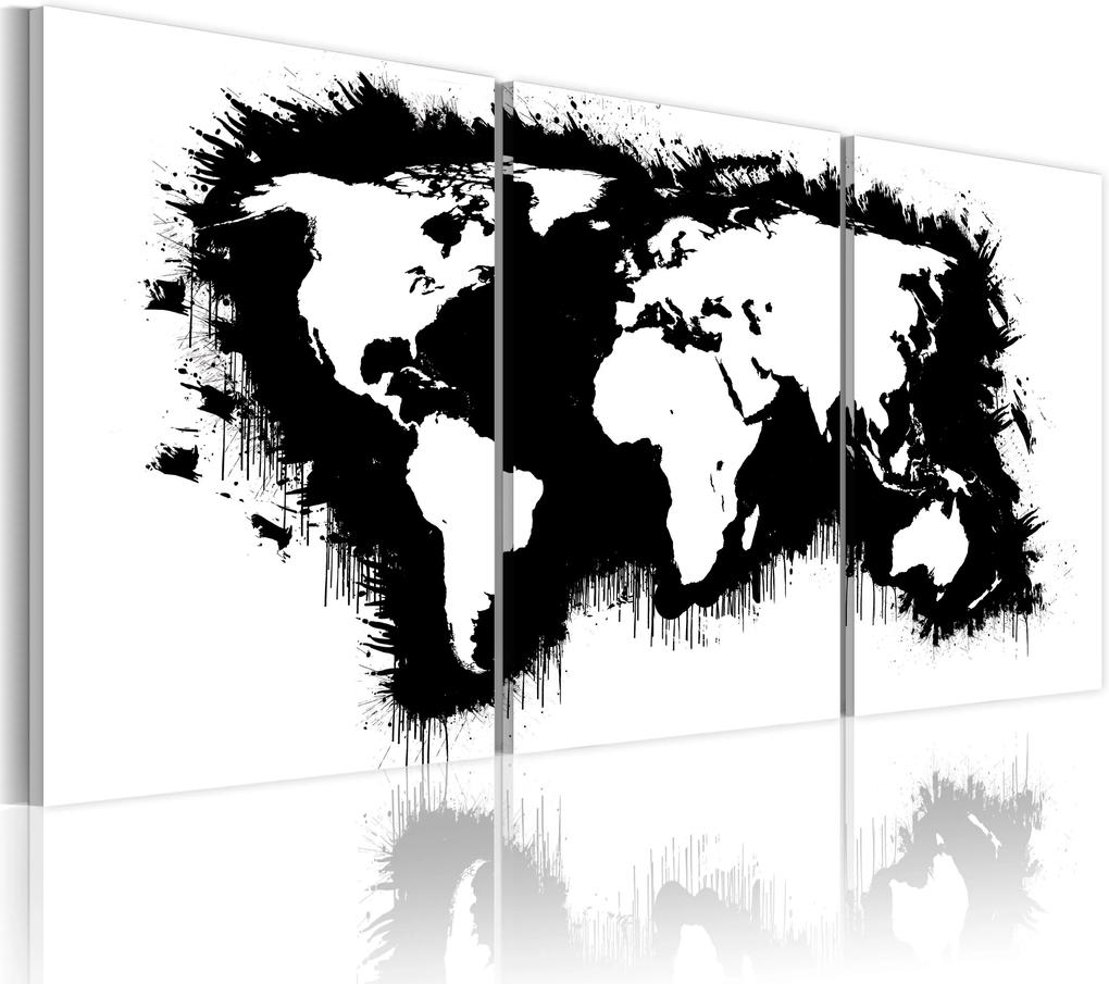 Obraz - The World map in black-and-white 60x30