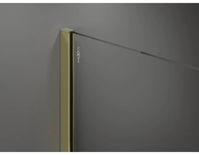 Mexen Kioto, sprchová zásteny typ Walk-In 155 x 200 cm, 8mm číre sklo, zlatý lesklý profil, 800-155-101-50-00