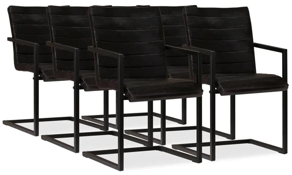 vidaXL Jedálenské stoličky 6 ks, antracitové, pravá koža