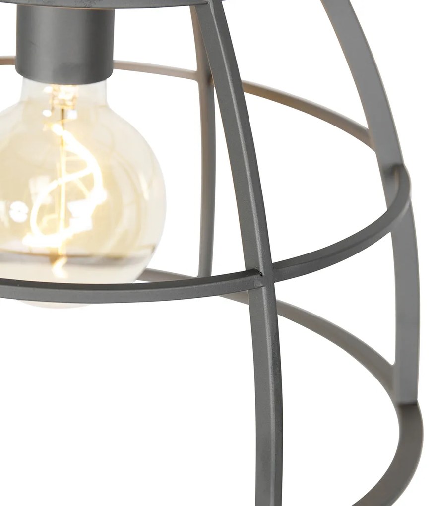 Priemyselné závesné svietidlo tmavosivé s drevom 34 cm - Arthur