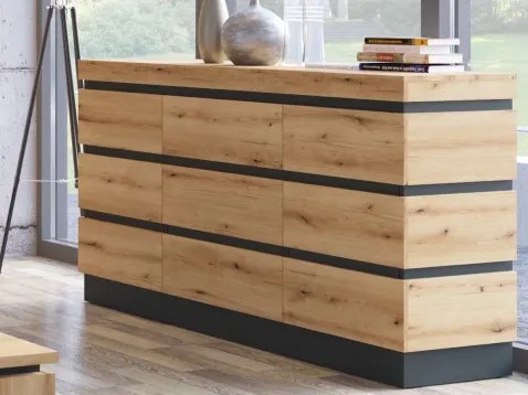 Úložná komoda Corte, dub coast/tmavo šedá%