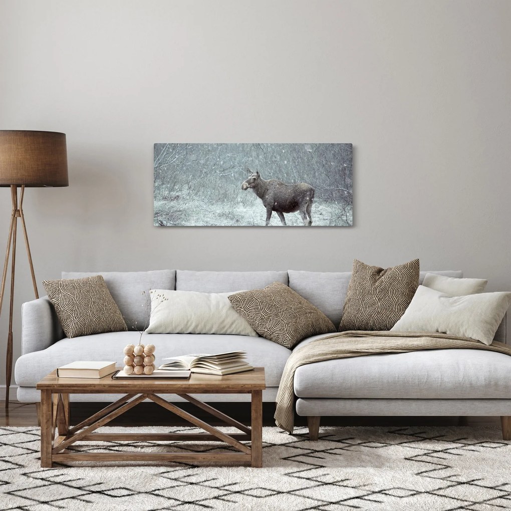 Obraz - Los v zasneženom lese (120x50 cm)