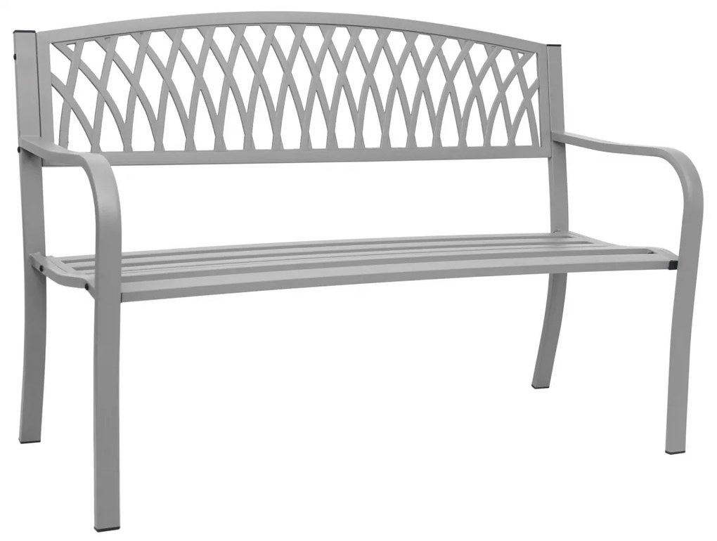 Záhradná lavička F45 2-miestna ~ práškovaná oceľ, 127 cm - Sivá