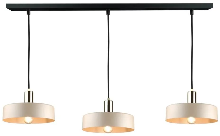 Keter Lighting Luster na lanku LATTE 3xE27/60W/230V béžová/čierna/lesklý chróm 2973