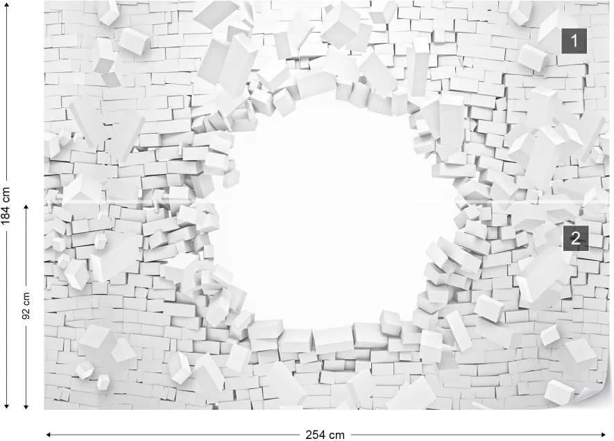 Fototapeta GLIX - Brick Wall 3D Hole In Wall Illusion  + lepidlo ZADARMO Vliesová tapeta  - 254x184 cm