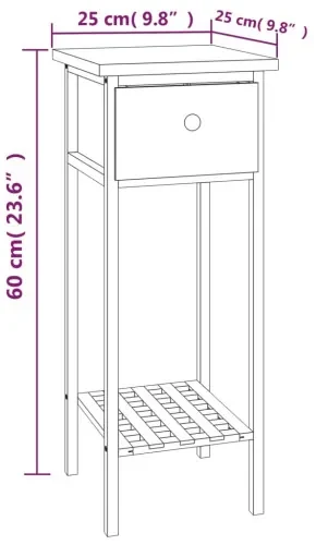 vidaXL Príručný stolík so zásuvkou 25x25x60cm masívne orechové drevo-