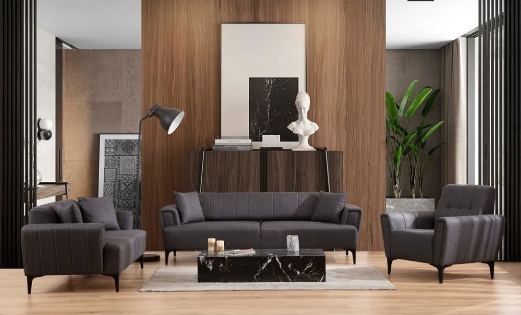 Třímístná rozkládací pohovka Hamlet 230 cm tmavě šedá