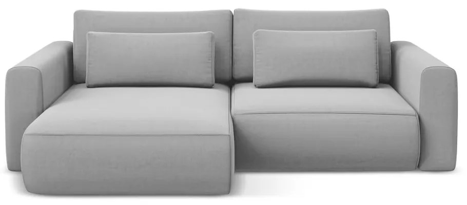 Svetlosivá zamatová rozkladacia/s úložným priestorom rohová pohovka (ľavý roh/s leňoškou) Kapua – Makamii