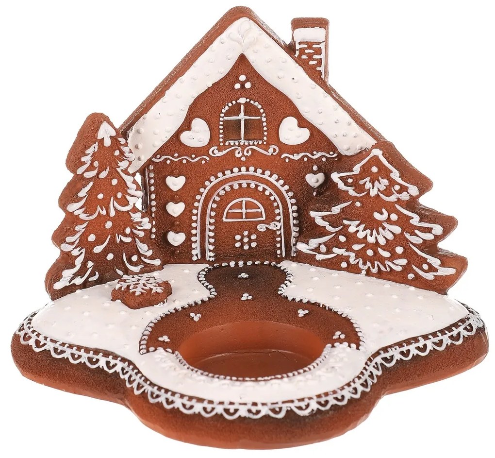 Svietnik Perníkový domček, polyresin, 11 cm