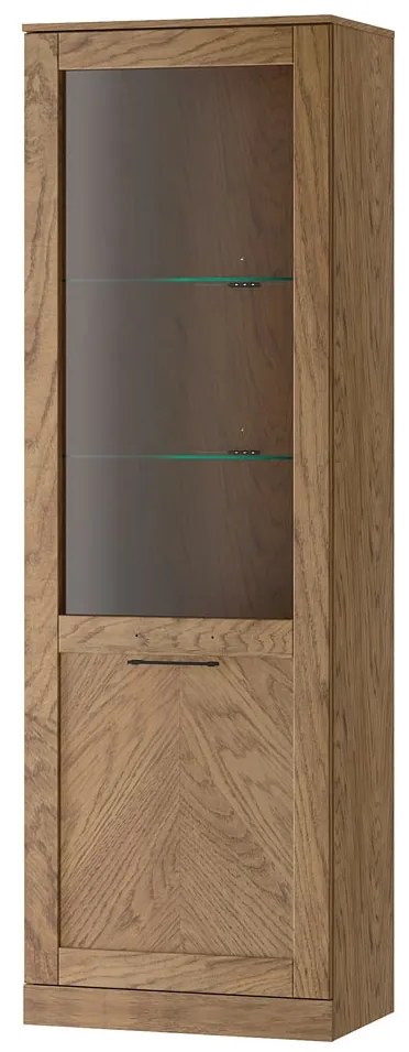 Vitrína Cozy 10 z masivu s LED osvětlením 65 cm dub Rustikal