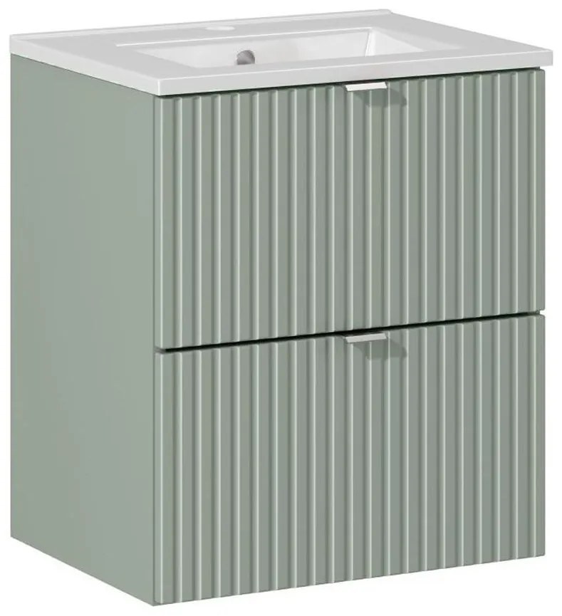 Závesná skrinka Line Reed Green Dance I so zápustným umývadlom 50 cm zelená