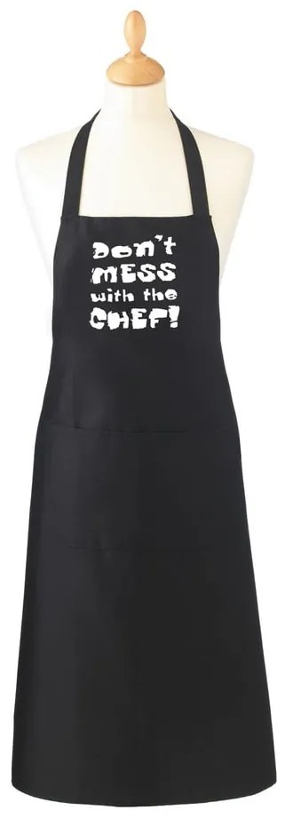 Čierna bavlnená zástera Cooksmart ® Don't Mess With The Chef