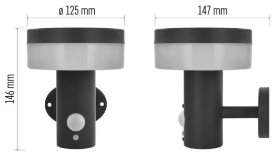 LED solárne nástenné svietidlo so senzorom LED/2W/3,7V 1200 mAh IP44