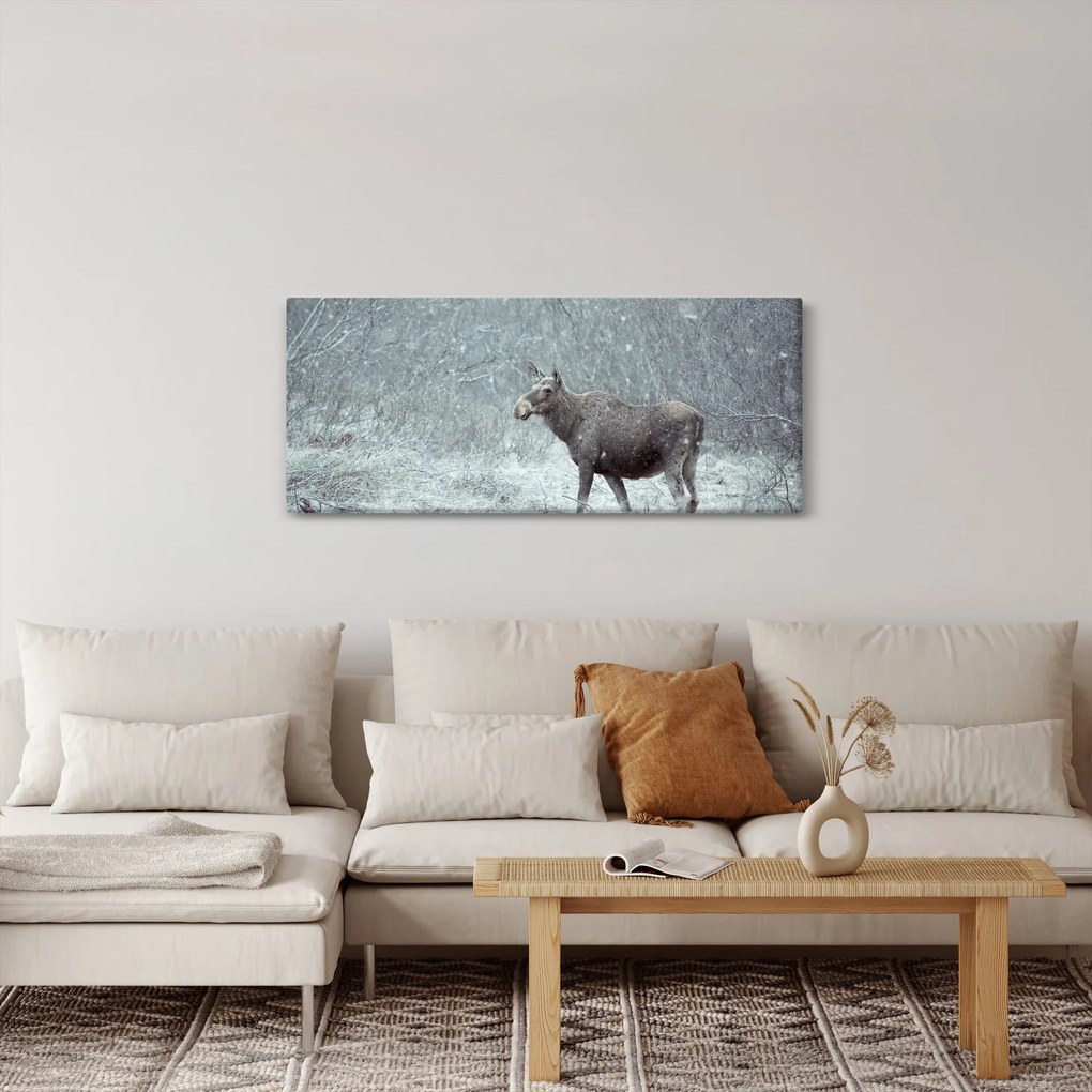 Obraz - Los v zasneženom lese (120x50 cm)