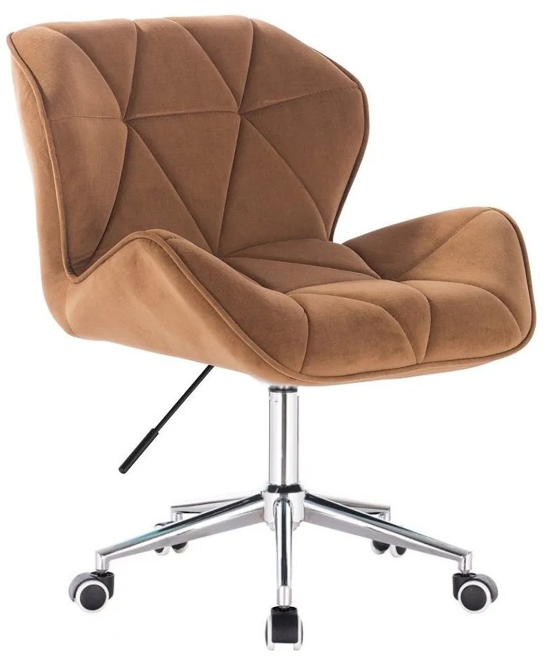 LuxuryForm DESIGN Stolička MILANO VELUR na striebornej podstave s kolieskami - hnedá